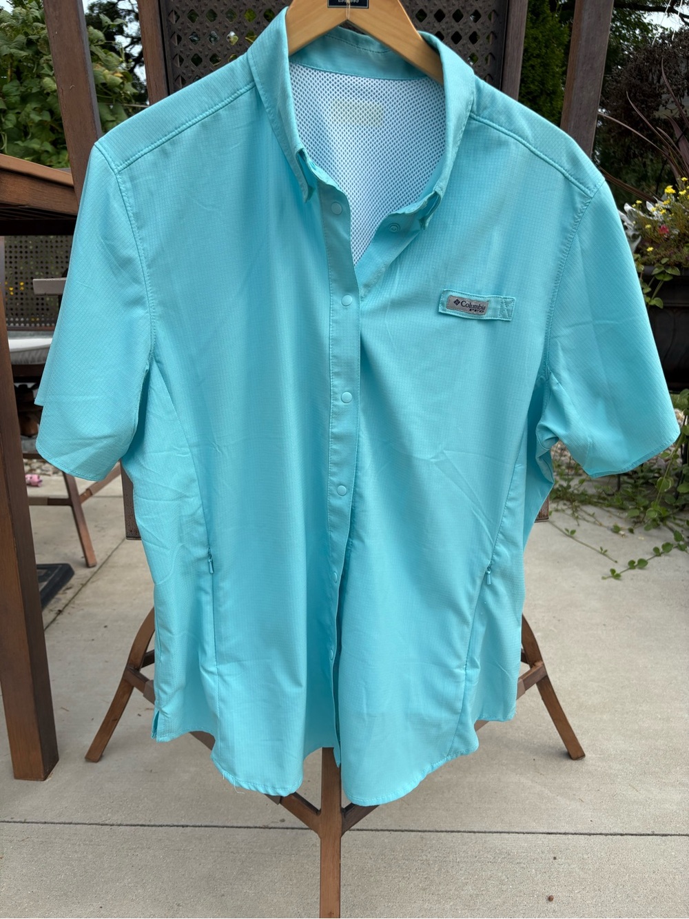 Columbia Womens Short-Sleeve Performance Fishing Gear Shirt - Aqua-XL